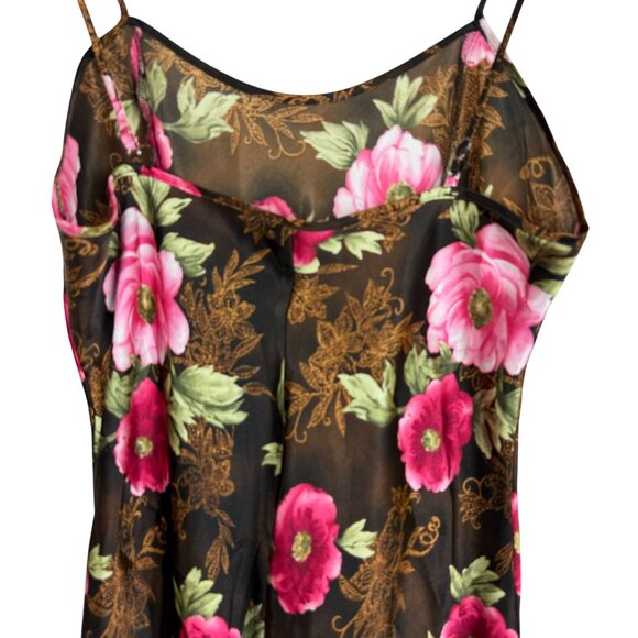 Sophia Delicates Lingerie Slip Dress Medium Bold Pink Roses Sexy Grunge Mob Wife - Picture 7 of 9